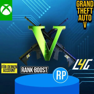 Grand Theft Auto V Xbox Werbung mit Gewehren und Logo