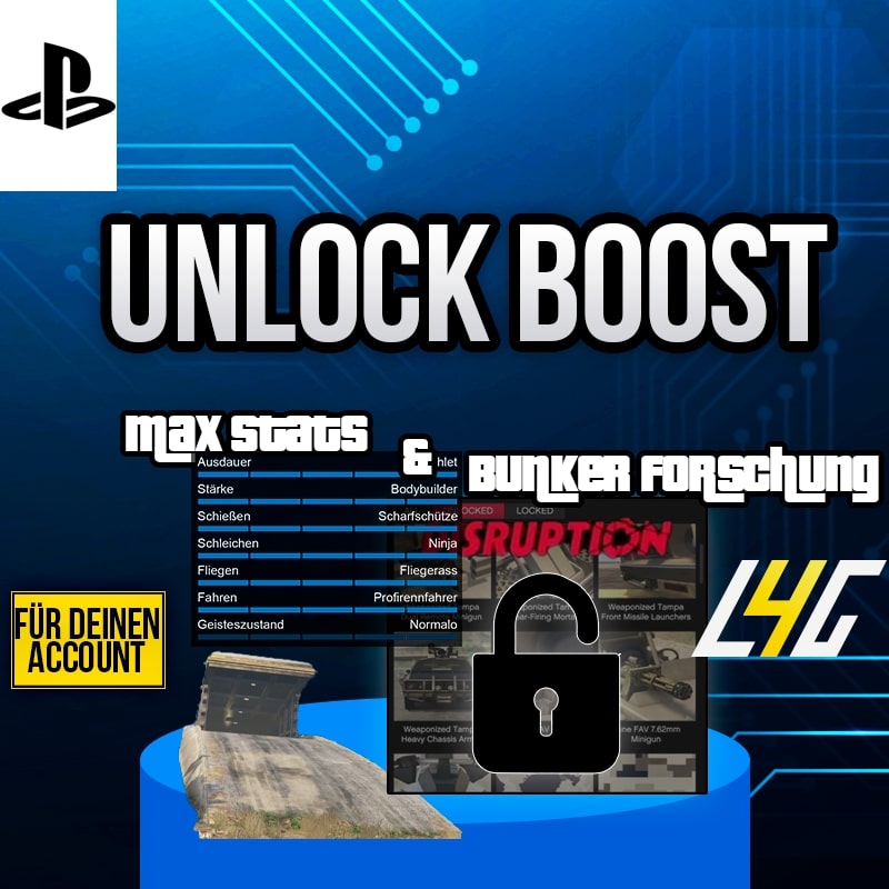 PlayStation-Spielkonto mit maximalen Statistiken und Bunkerforschung freischalten.