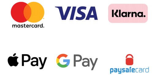 Zahlungsmethoden: Mastercard, Visa, Klarna, Apple Pay, Google Pay, Paysafecard