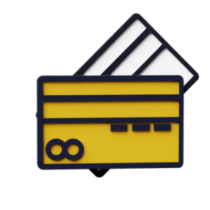 Gelbe und weiße Kreditkarten-Symbole übereinander